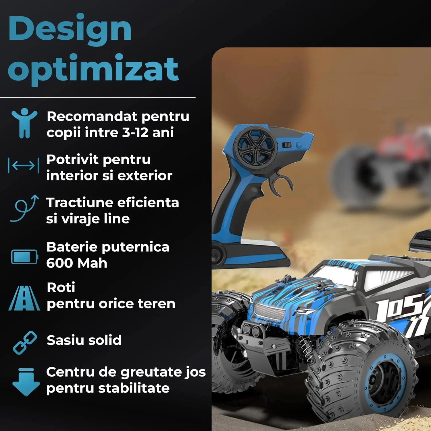 Timebox Monster Truck masinuta RC albastra 20 km/h
