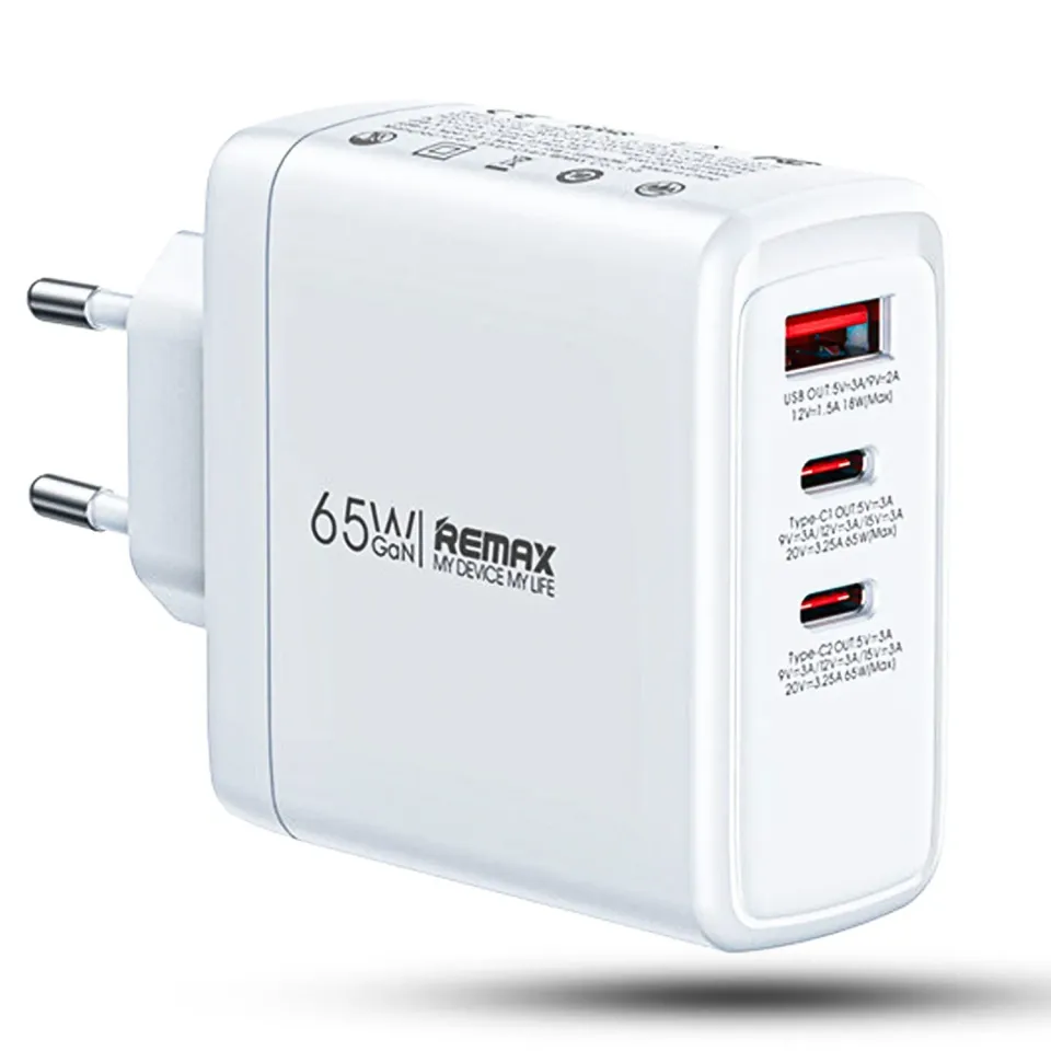 Timebox incarcator retea 65W 3 porturi alb Type-C USB laptop