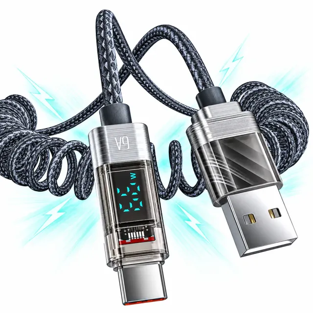 Timebox Cablu USB-Type-C 66W 1,8m Gri Display