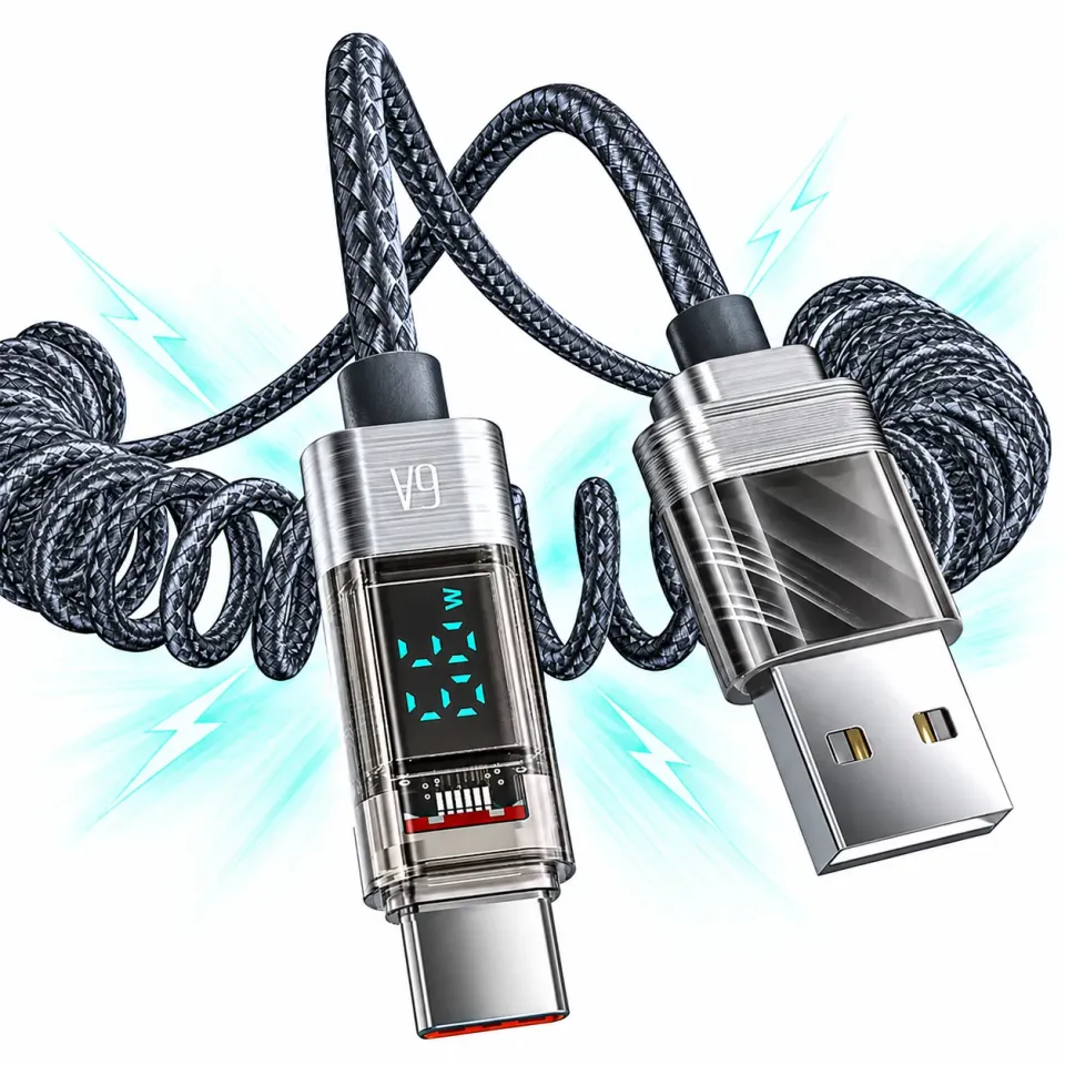 Timebox Cablu USB-Type-C 66W 1,8m Gri Display
