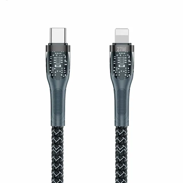 Timebox cablu incarcare USB-C Lightning 27W 1,3m negru