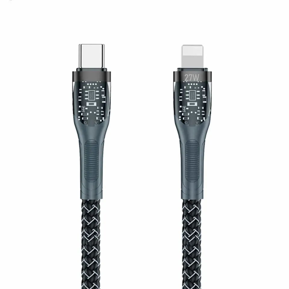 Timebox cablu incarcare USB-C Lightning 27W 1,3m negru