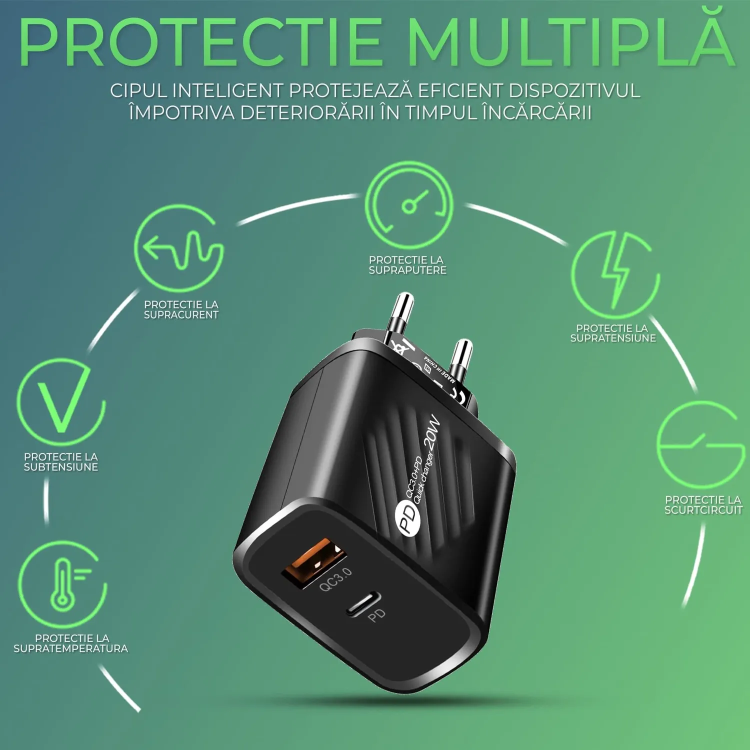 Timebox C 3 incarcator retea 20W USB Type-C alb