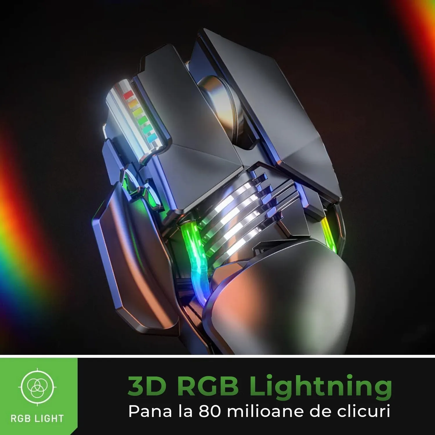 Timebox mouse gaming wireless negru 3200 DPI RGB