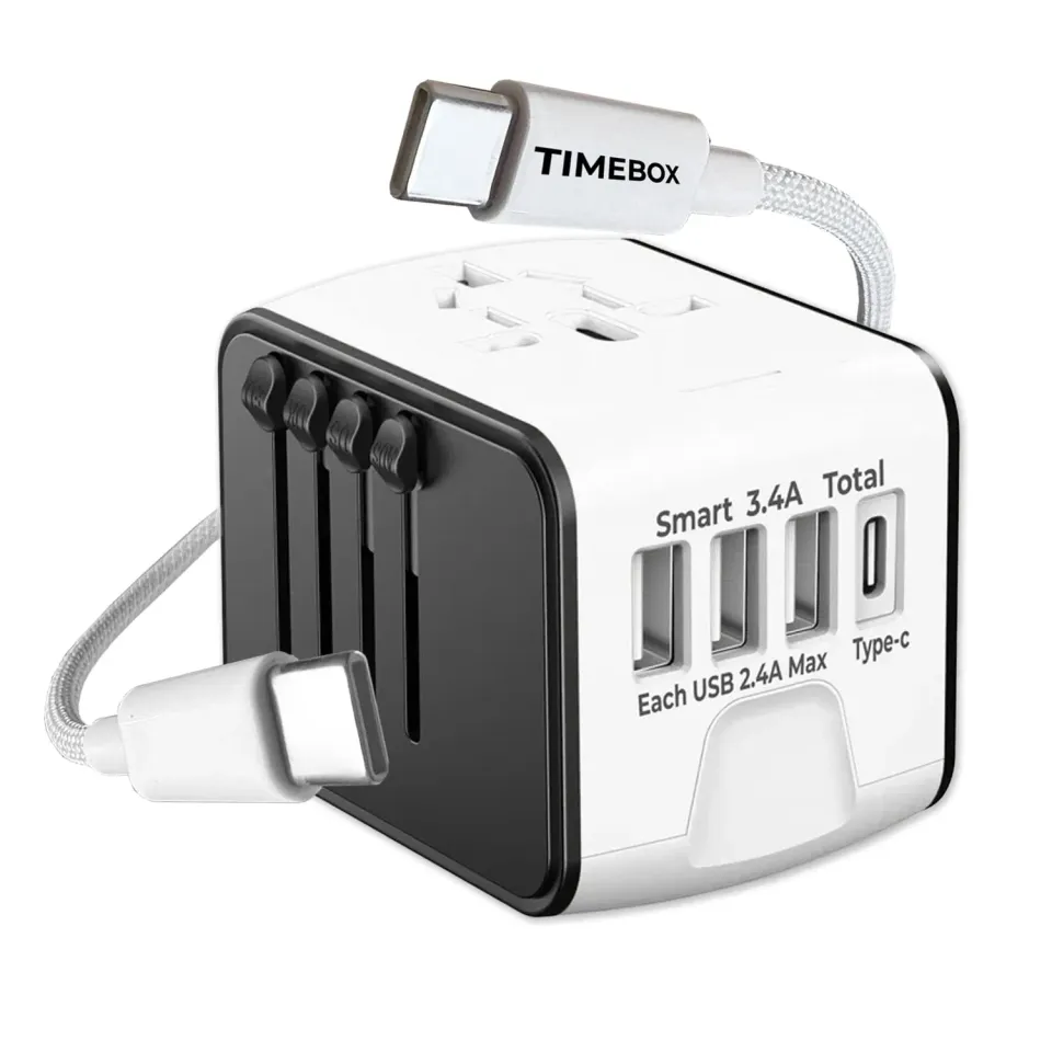 Timebox set calatorie adaptor universal + cablu 66W alb