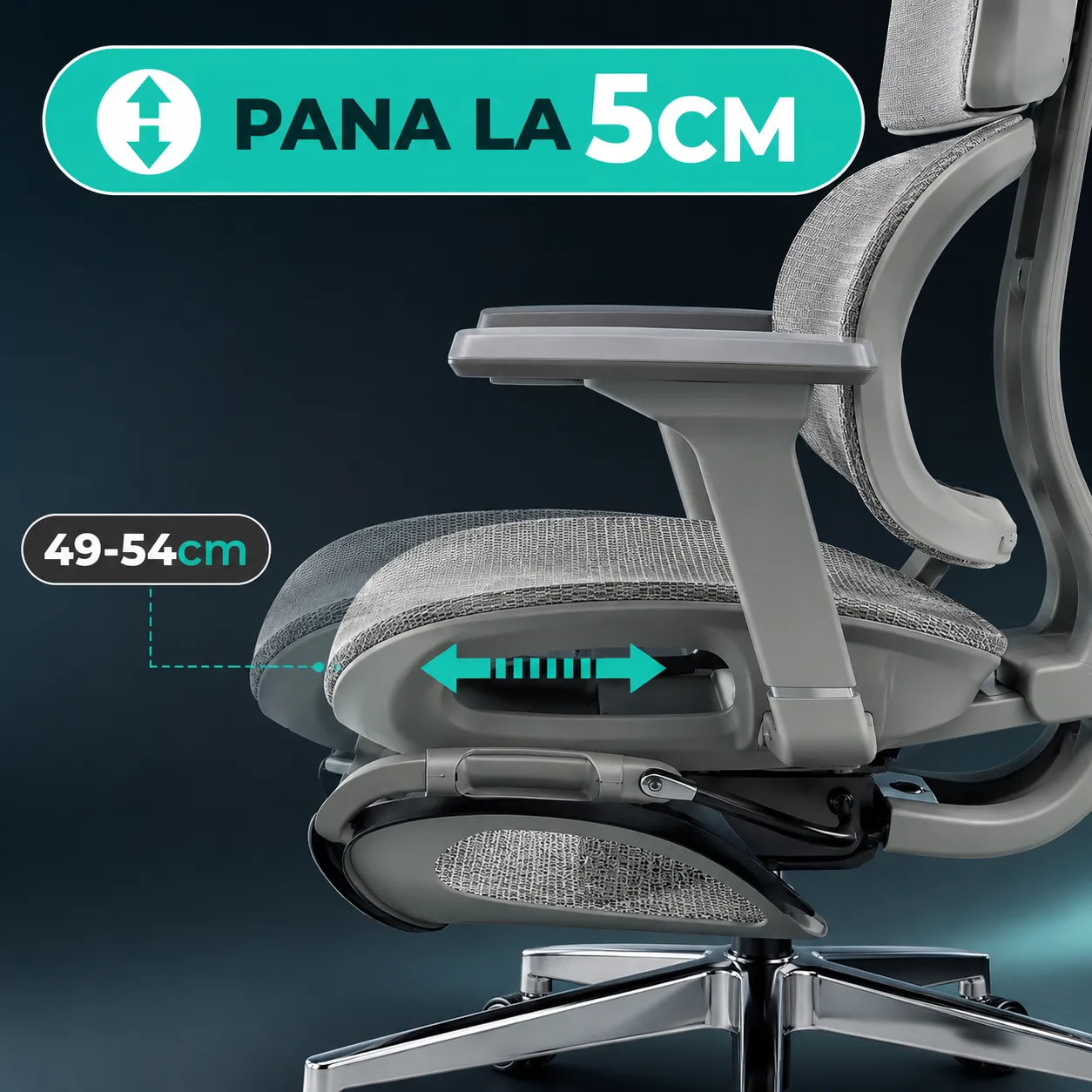 Timebox Ergonomic scaun birou Gri 150kg 150°