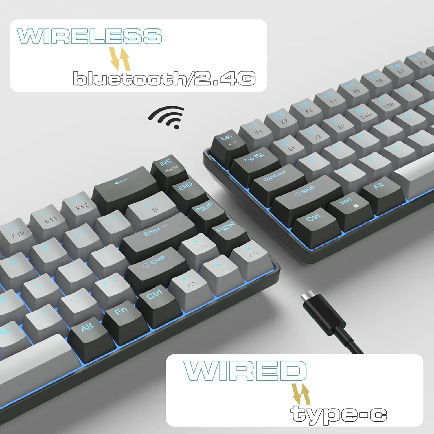 Timebox tastatură gaming mecanică 65% wireless LED