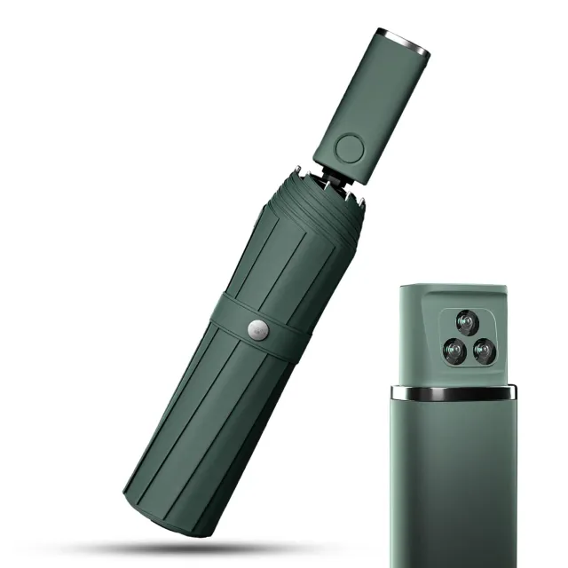 Timebox umbrela pliabila verde cu lanterna LED automata