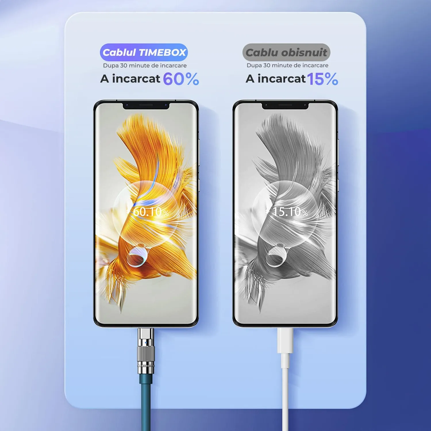 Timebox 100W cablu USB-C albastru 1,2m LED