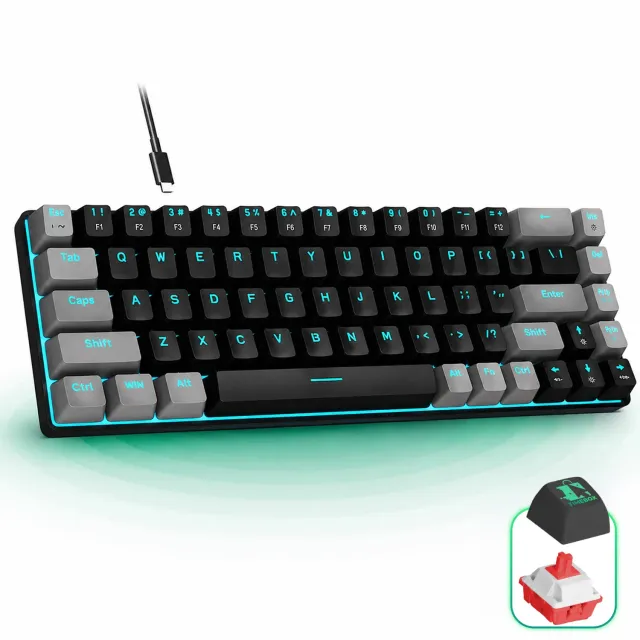 Timebox tastatură gaming 60% Red Switch LED negru gri