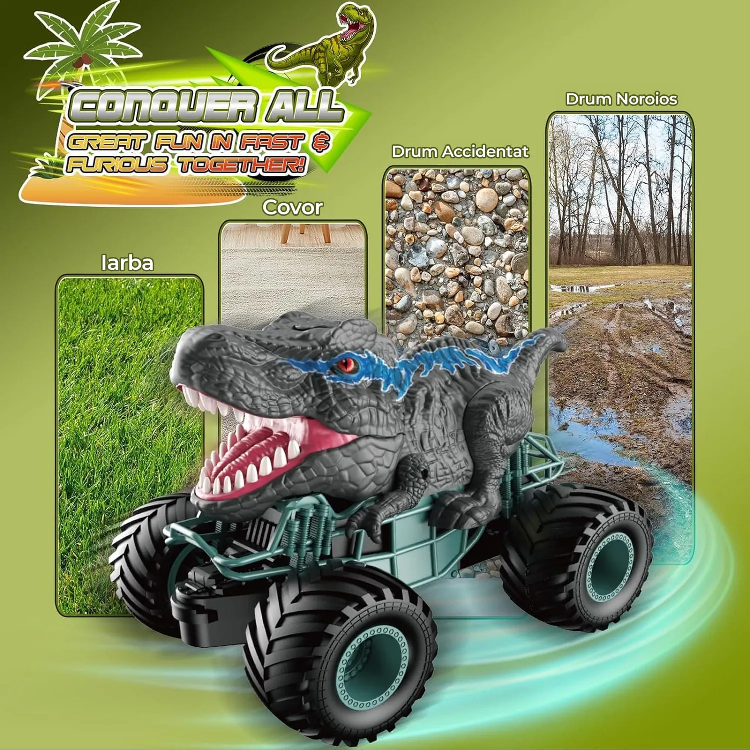 Timebox Masina RC Dinozaur 1:20 10km/h Negru-Albastru