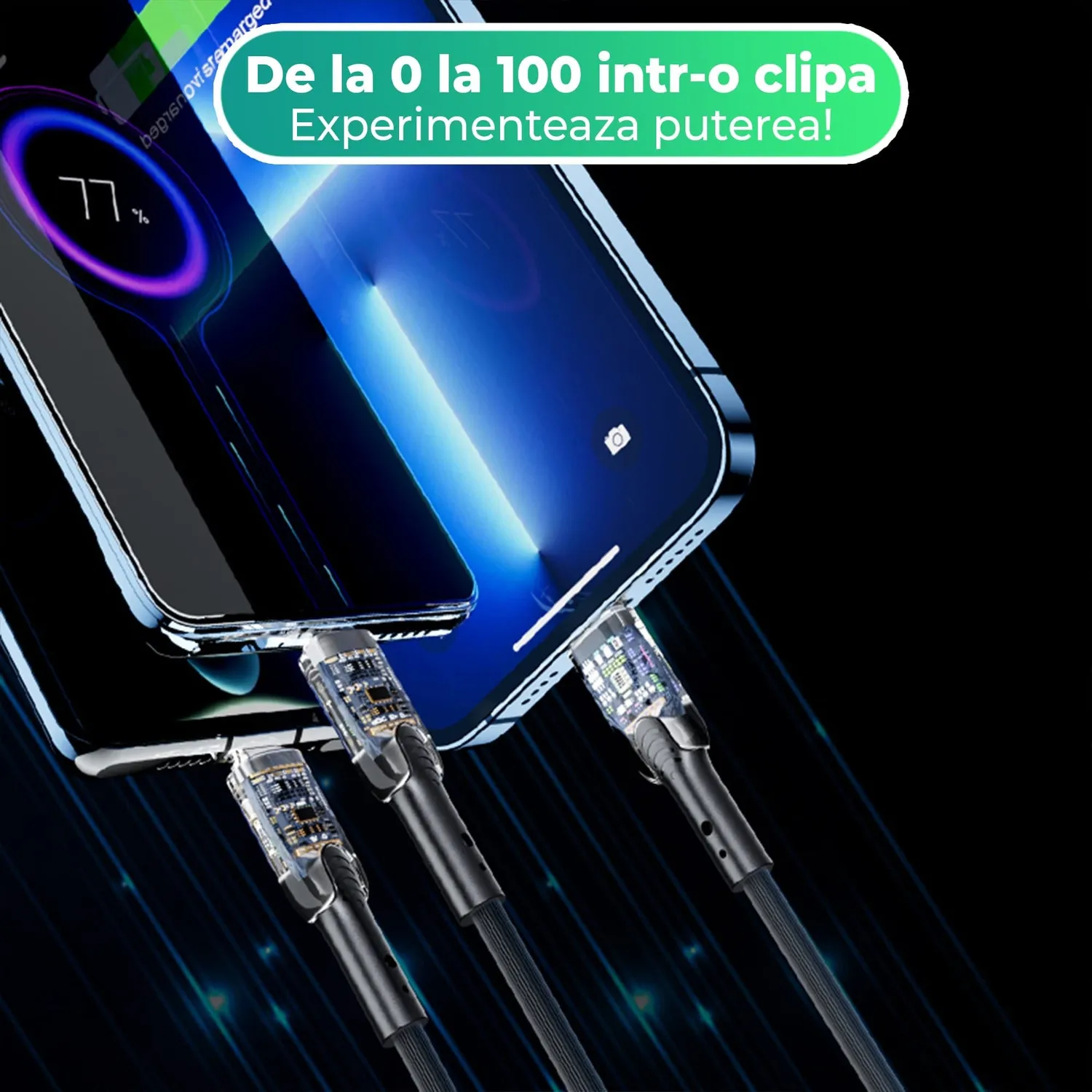 Timebox 3 in 1 36W Cablu Incarcare 1,2m Negru Transparent
