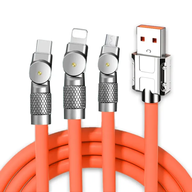 Timebox cablu 3 în 1 120W 1,2m portocaliu USB-C/Lightning