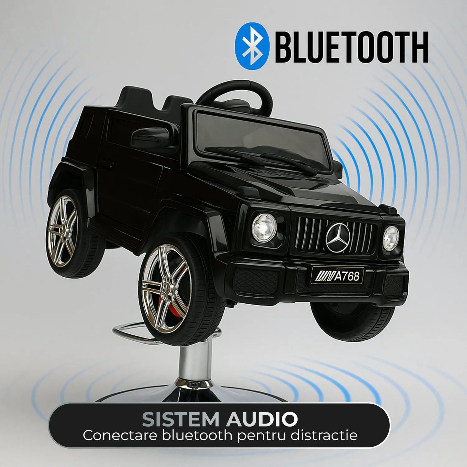 Timebox G-Class scaun frizerie copii negru cu bluetooth