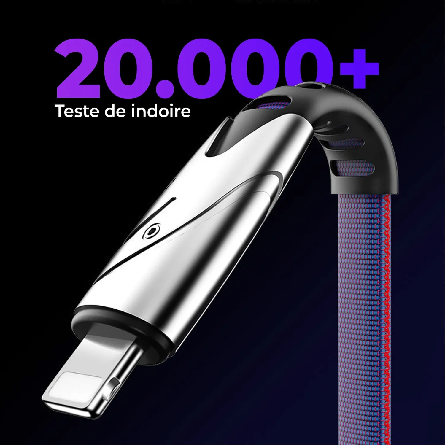 Timebox Cablu 3 in 1 120W 1.2m Nailon Mov