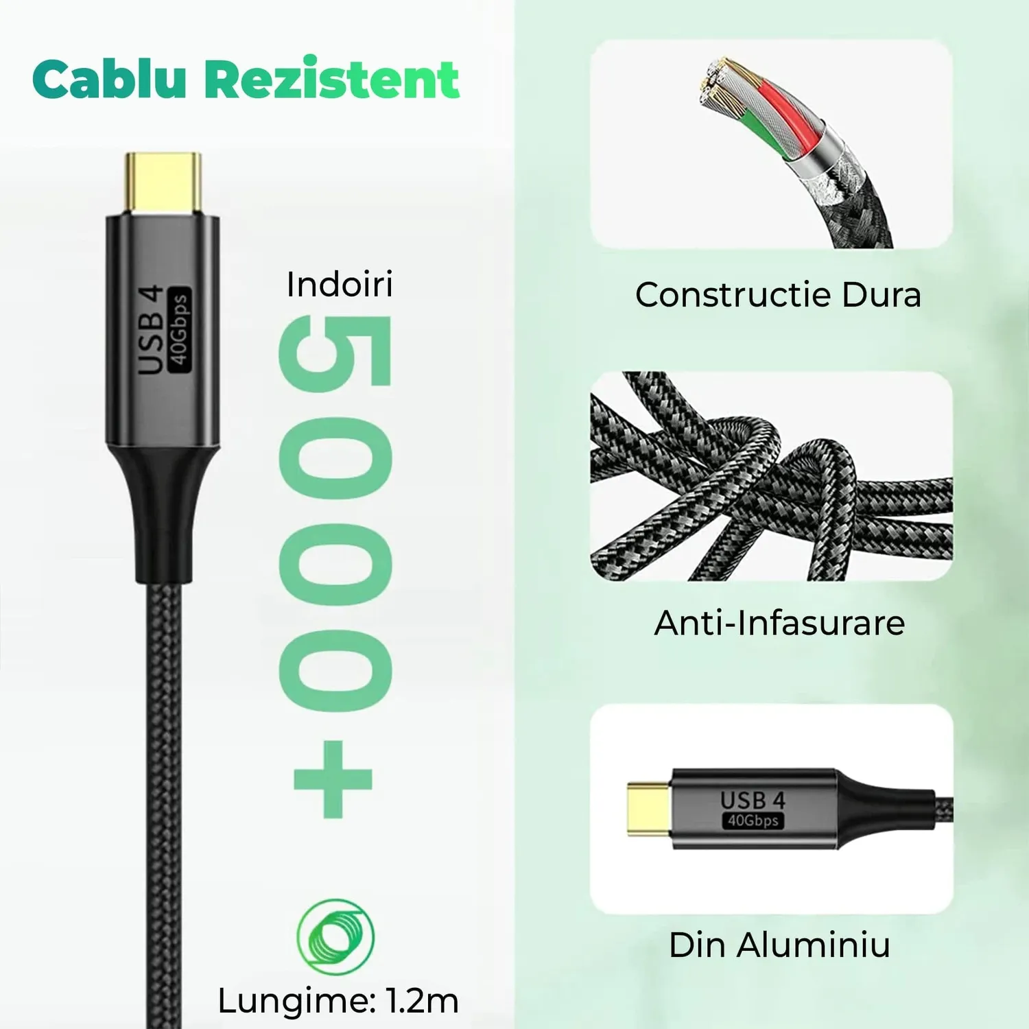 Timebox USB4 1,2m cablu Type-C 100W 8K