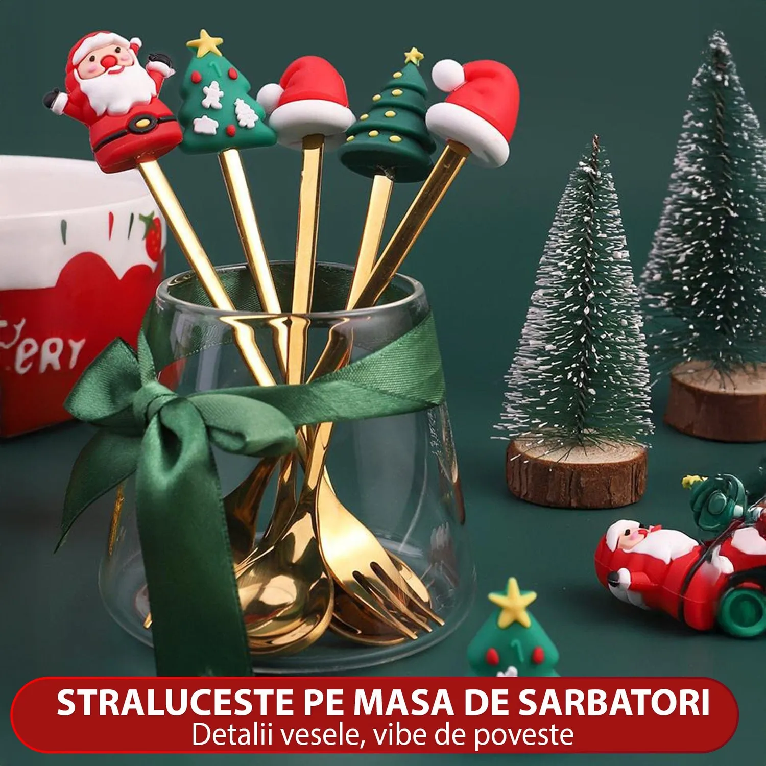 Timebox Set 6 Lingurite Furculite Inox Craciun Festiv