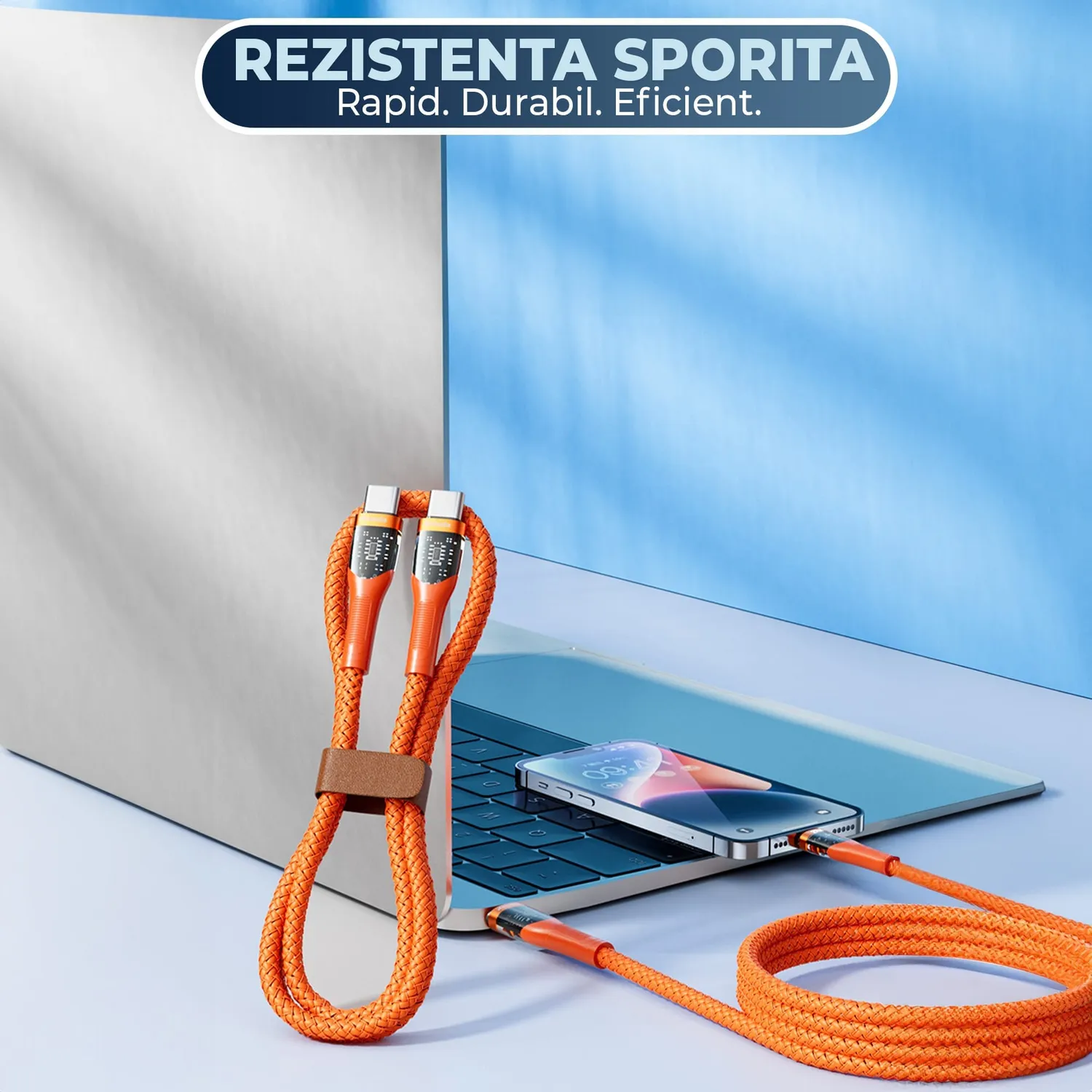 Timebox cablu USB-Type-C portocaliu 1,3m rapid
