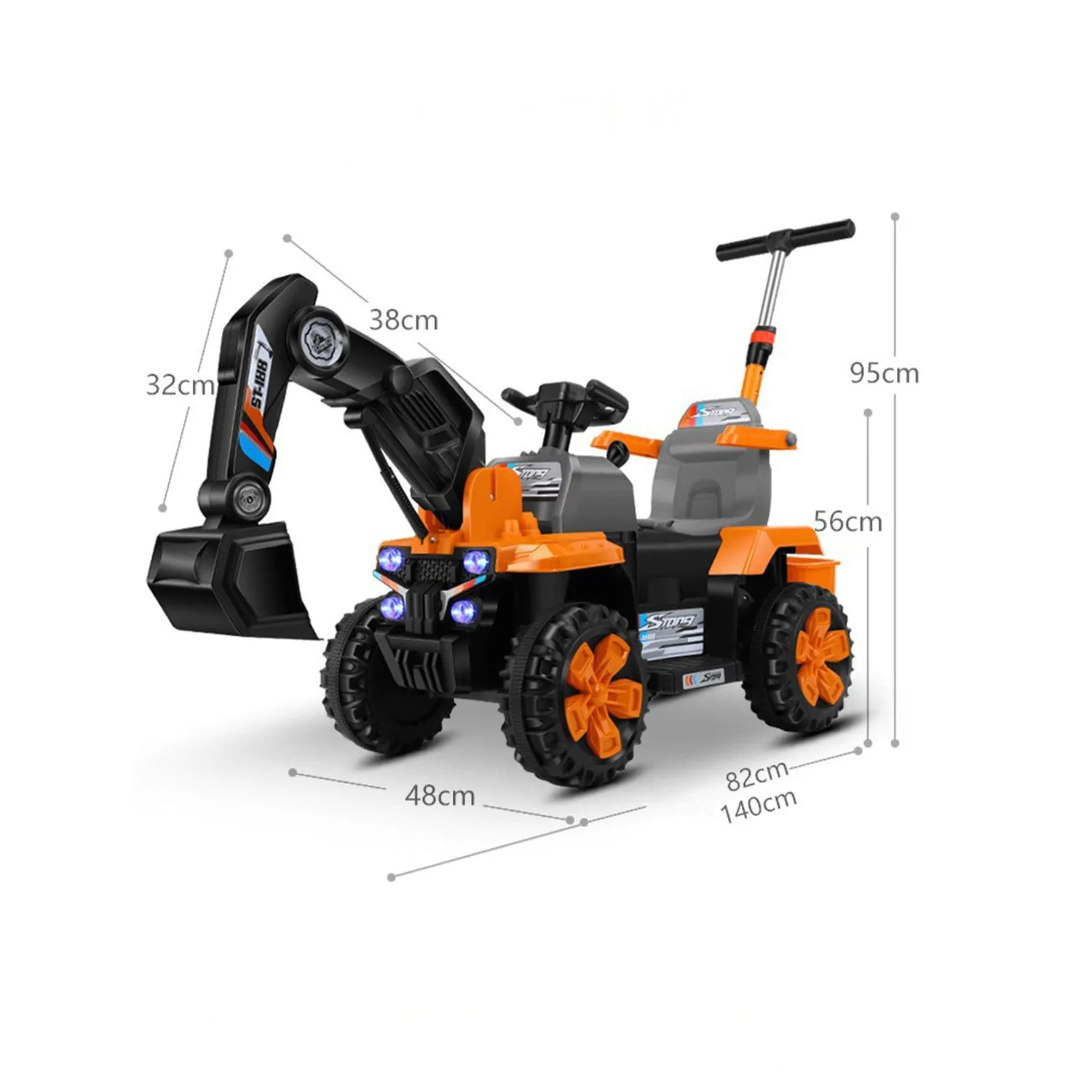 Timebox excavator electric copii portocaliu off-road brat