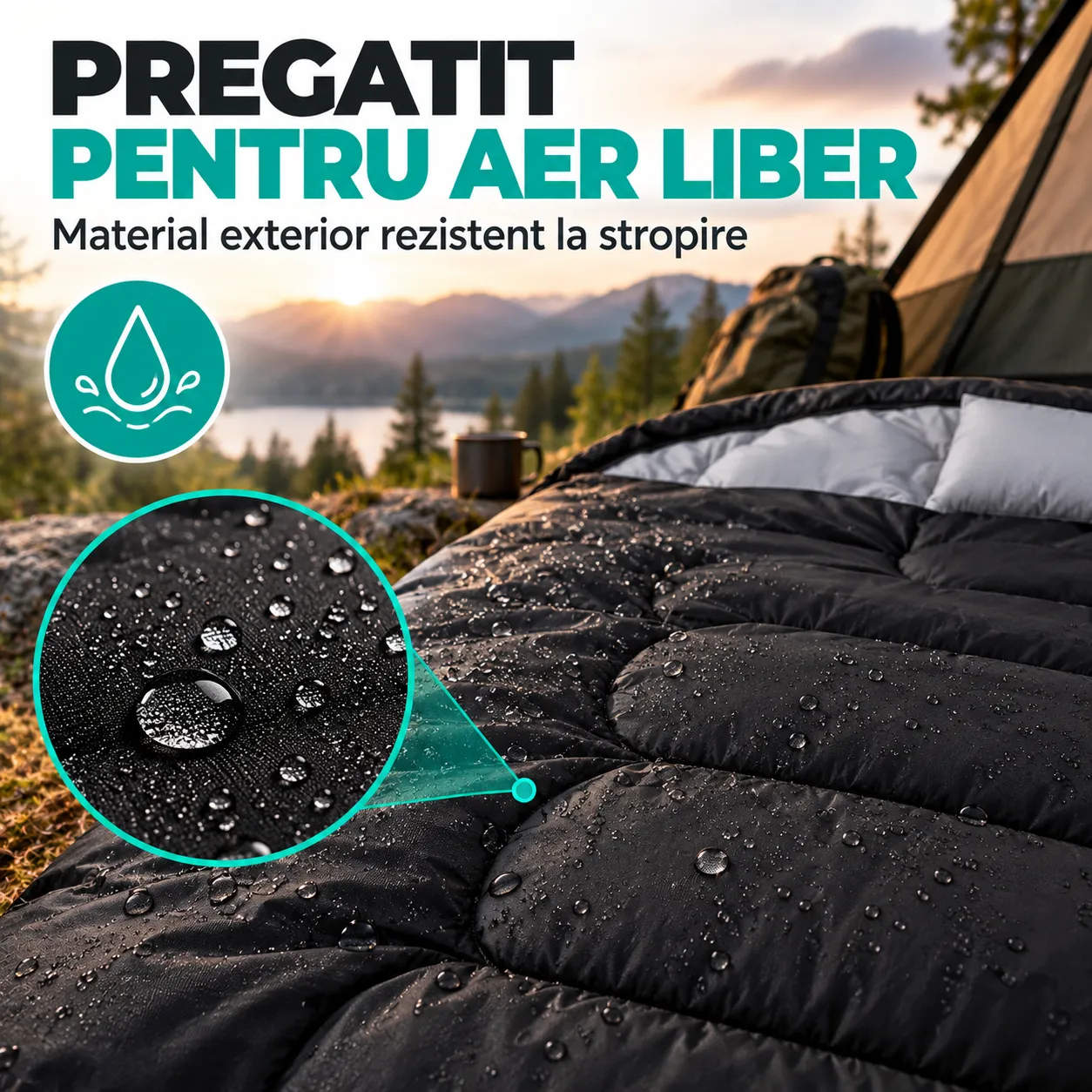 Sac de dormit Timebox 10°C 150 cm negru dublu plic