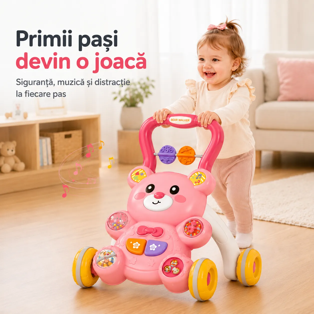 Antemergător Timebox 2 în 1 roz +6 luni cu măsuță