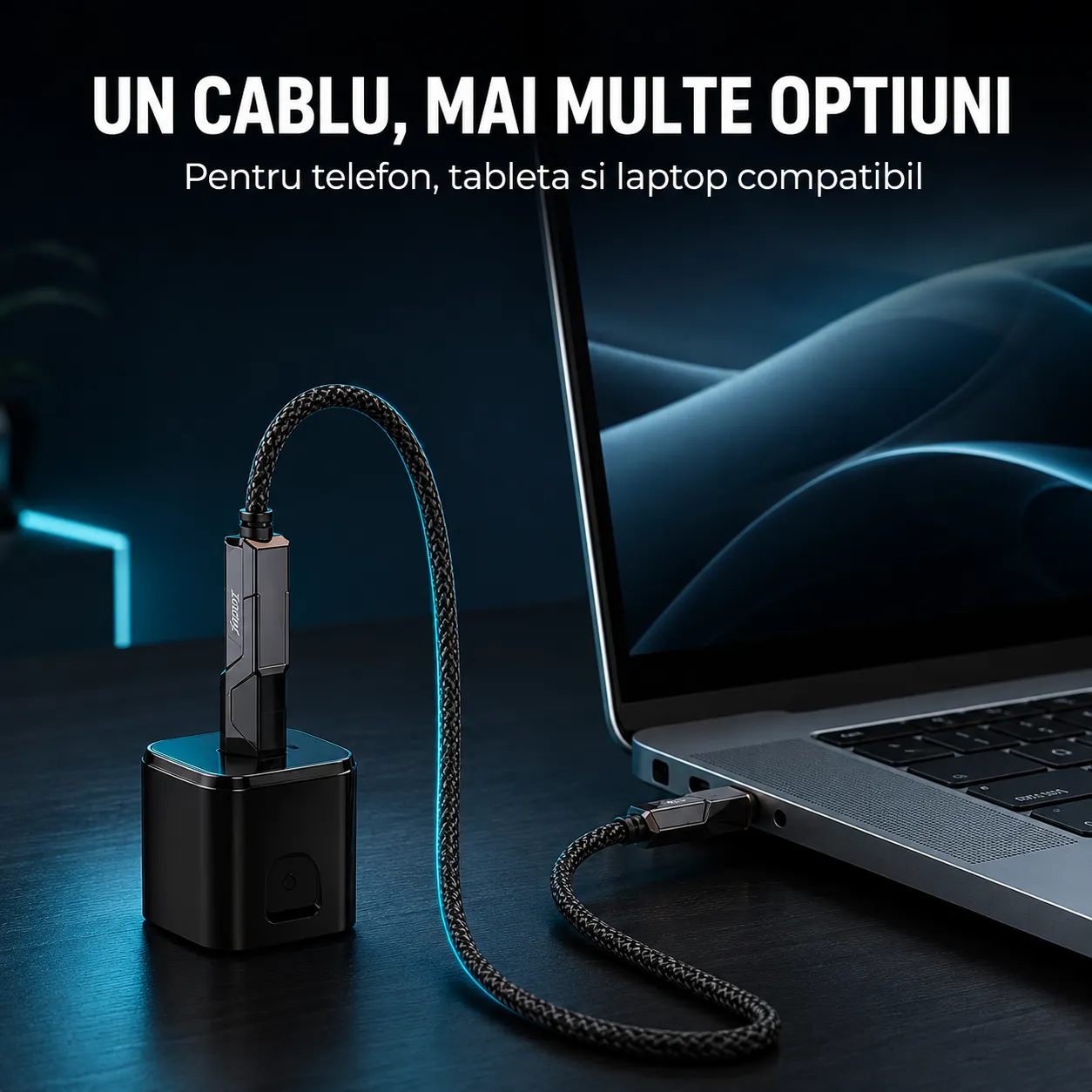 Timebox 4 în 1 cablu încărcare 100W 1,5m negru