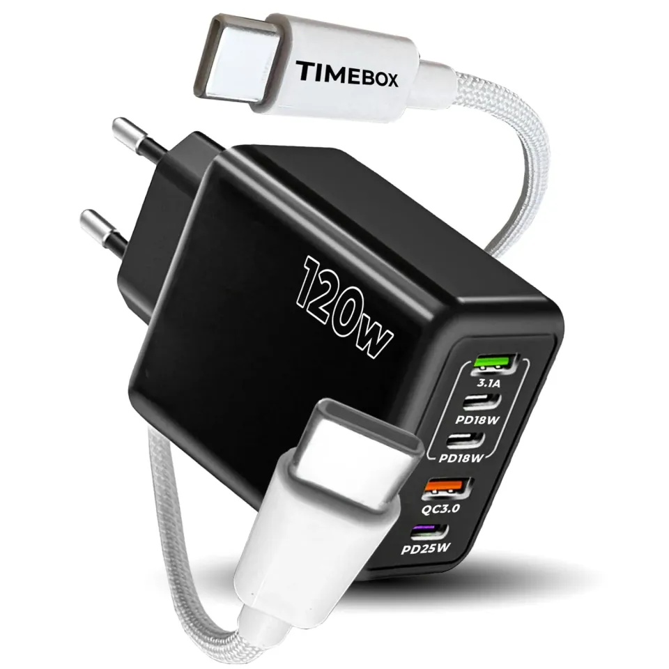 Timebox 120W incarcator retea alb 5 porturi Fast Charge