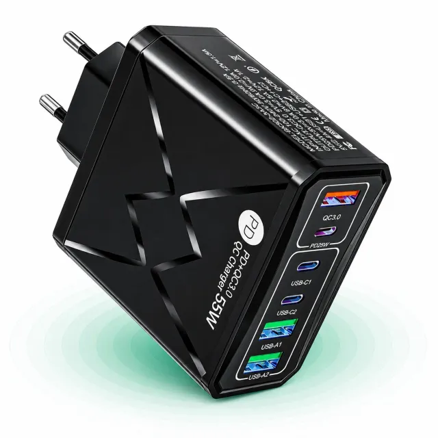 Incarcator retea Timebox 55W 6 porturi negru