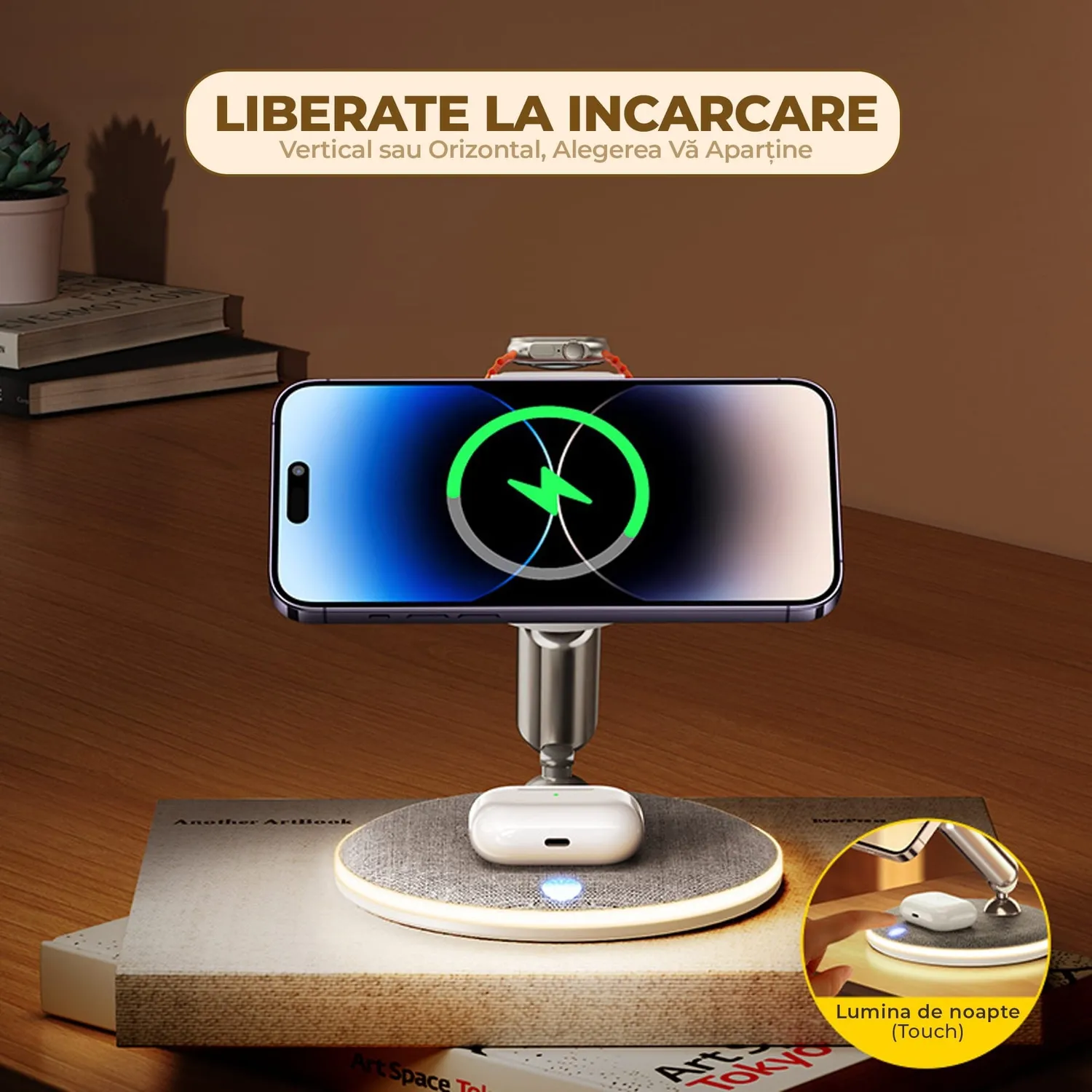 Timebox incarcator wireless 22W alb MagSafe pliabil