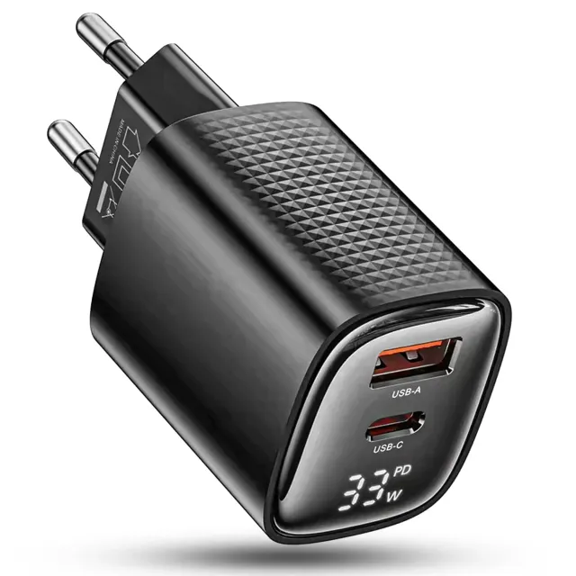 Timebox 33W incarcator retea 2 porturi negru fast charge