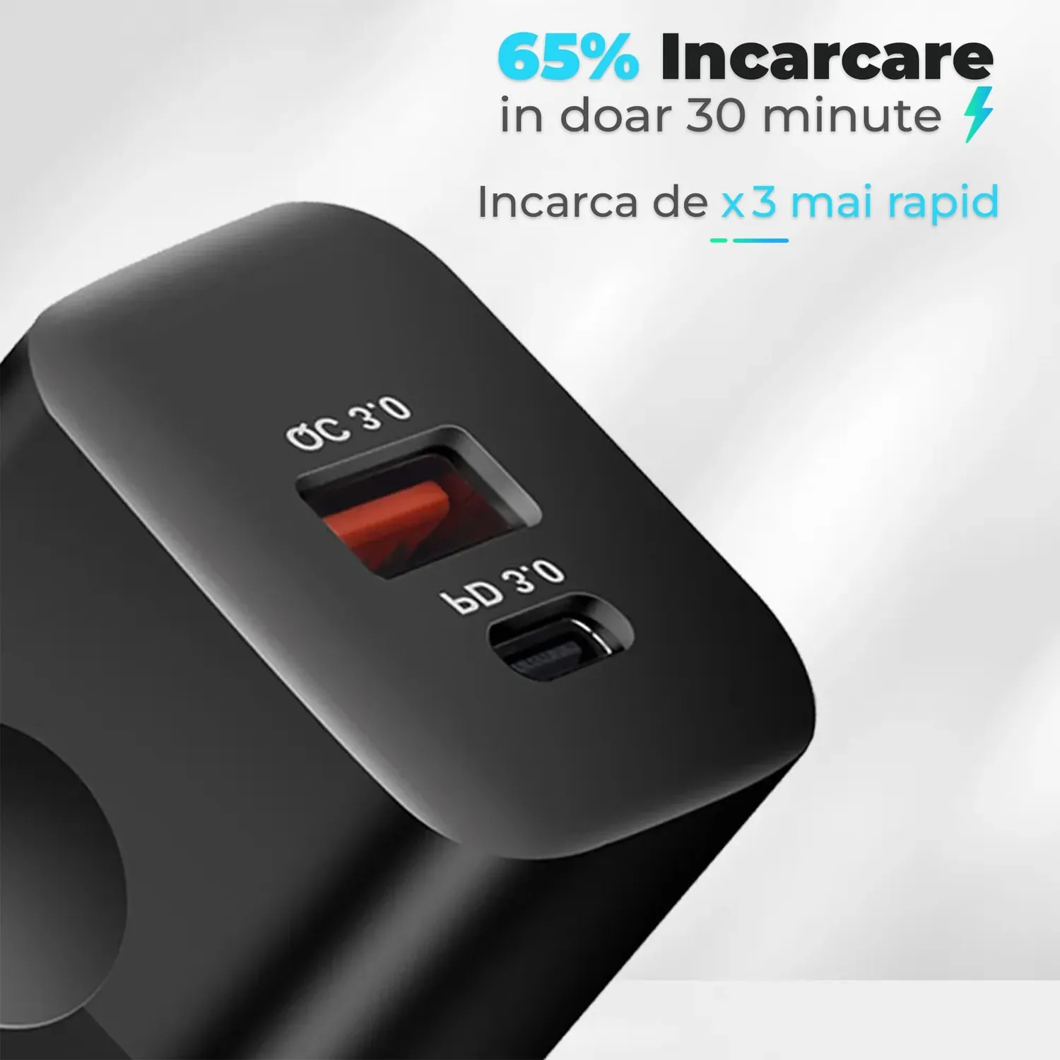 Timebox 20W incarcator retea negru 2 porturi