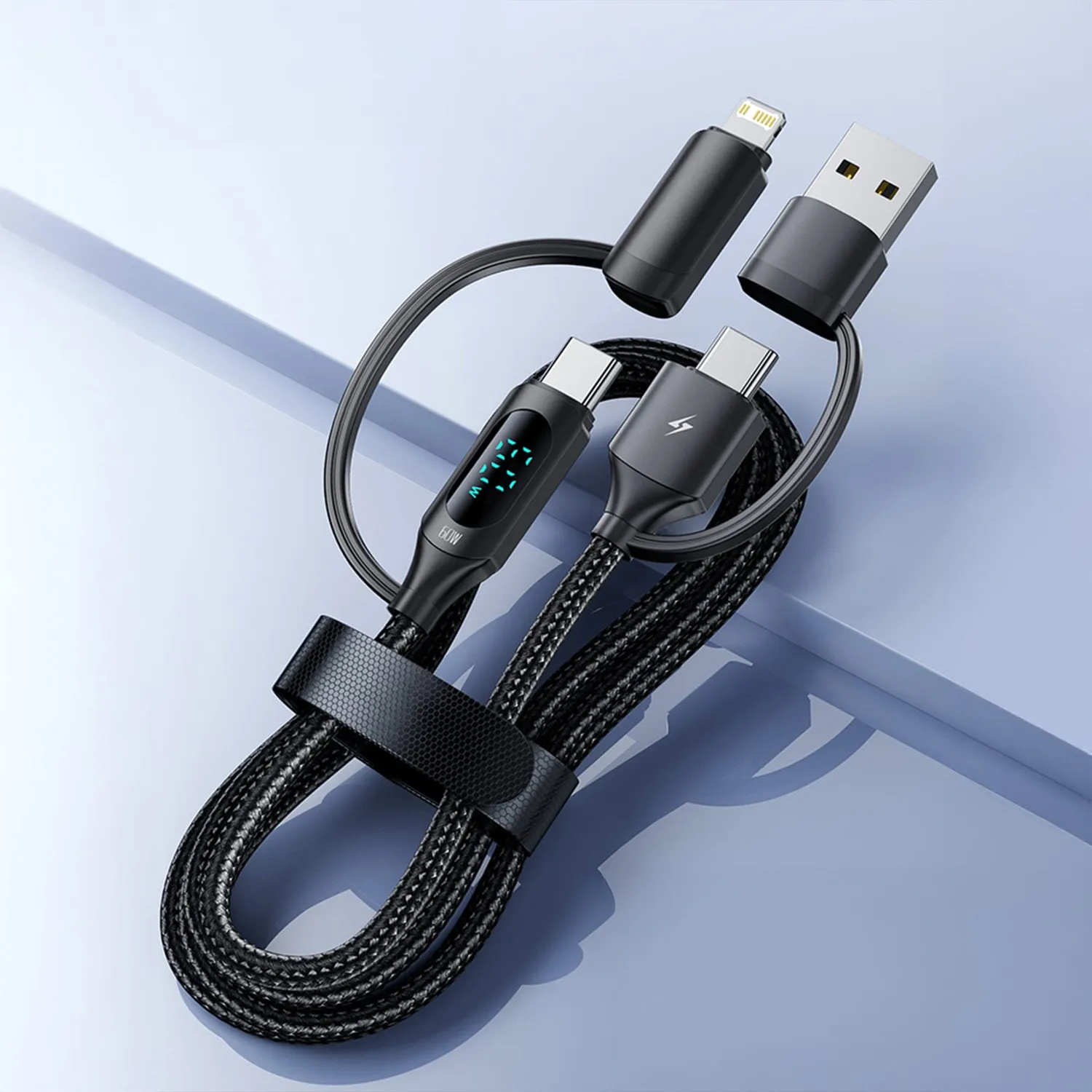 Cablu Timebox 4in1 60W 1,2m negru USB-C Lightning