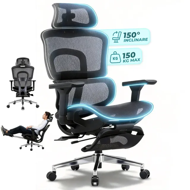 Scaun ergonomic Timebox 150kg mesh 150 grade negru