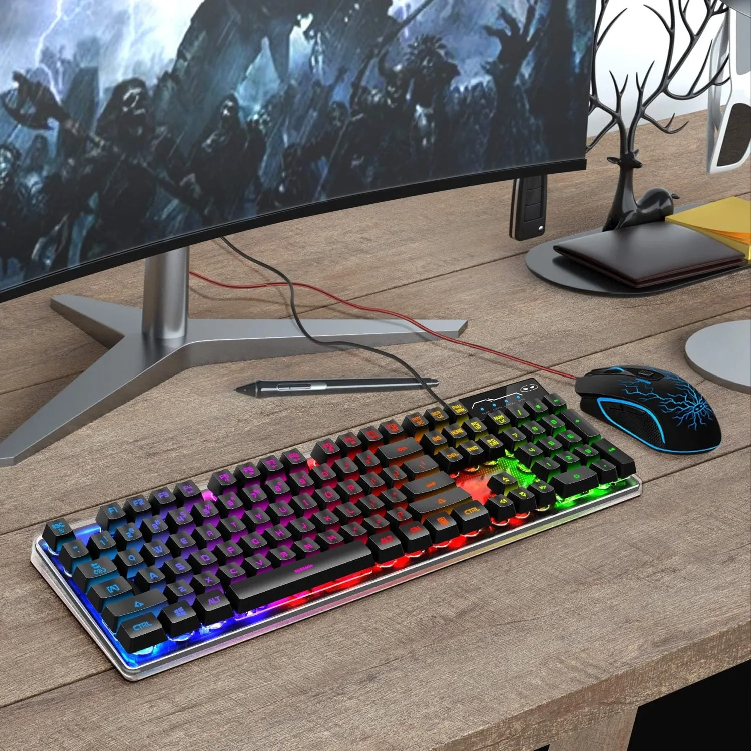 Timebox kit tastatură mouse gaming RGB 104 negru silențios