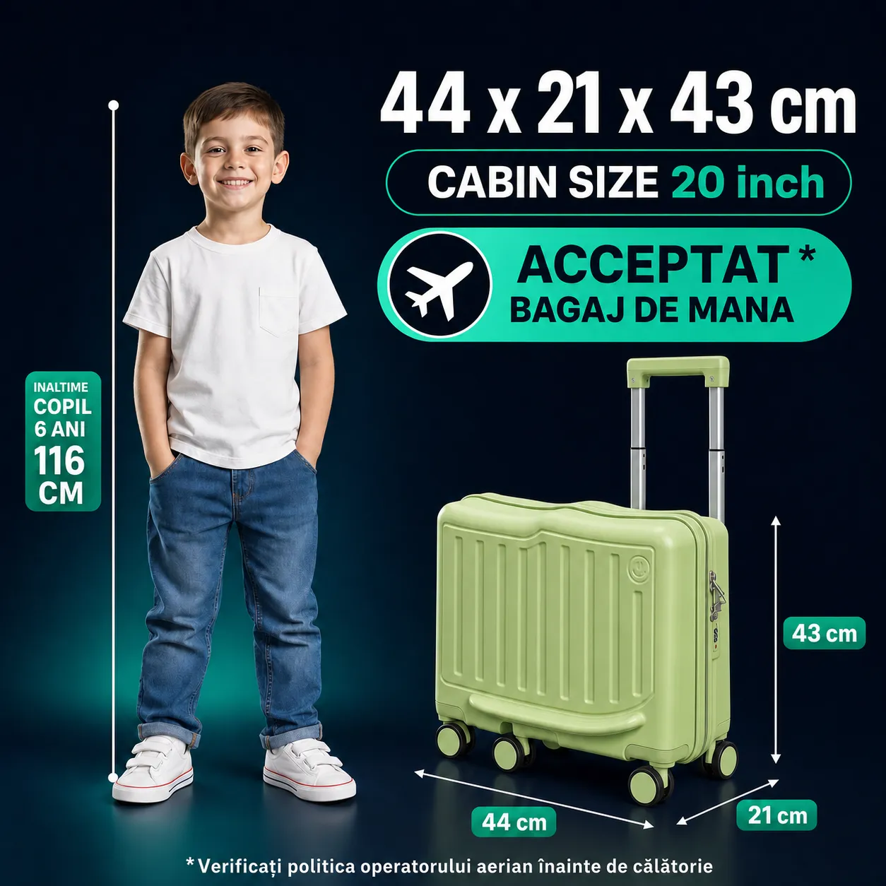 Timebox troler Copii Ride-On 20 44x21x43cm verde matcha
