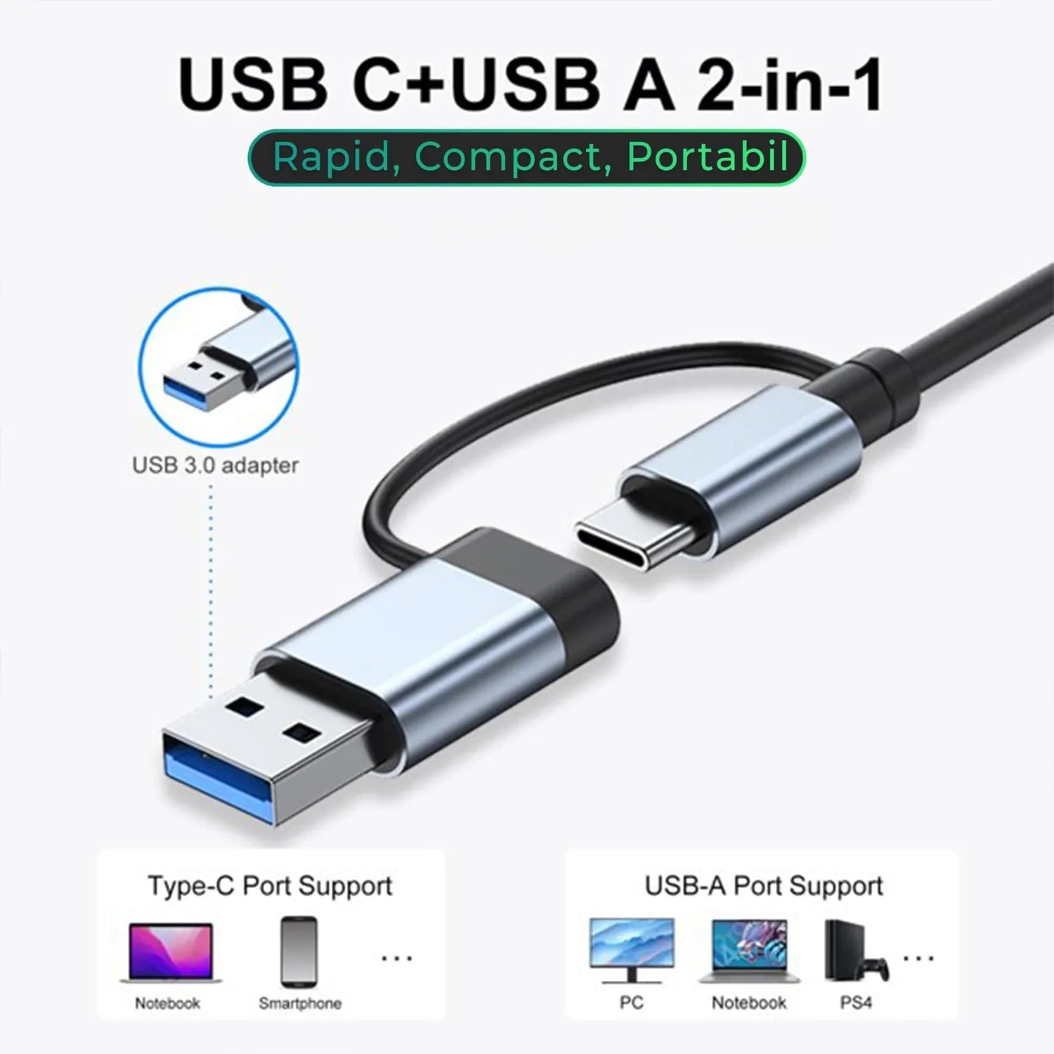 Timebox Hub USB 8 in 1 Type-C Argintiu Jack 3.5mm HDMI