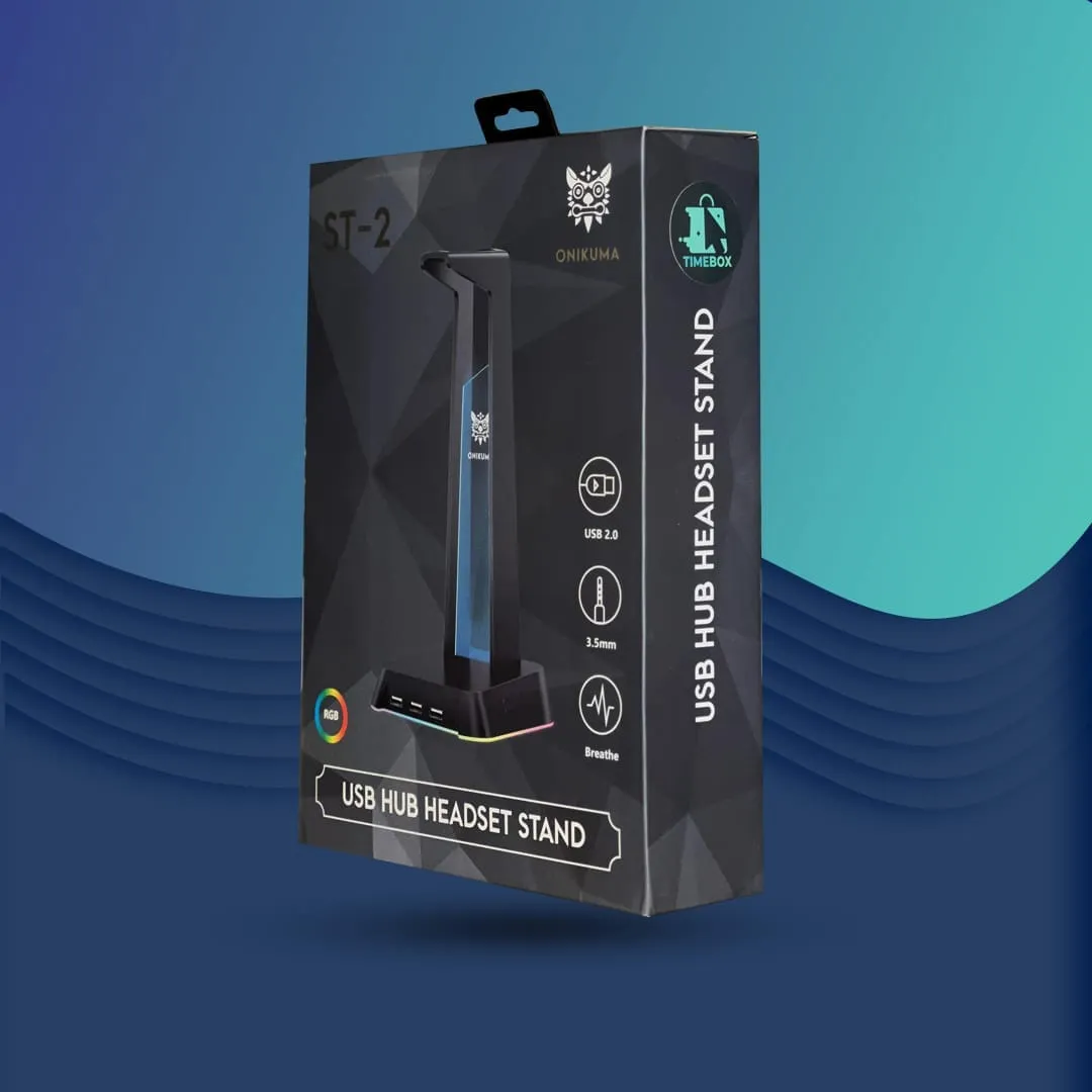 Timebox suport casti gaming RGB Negru 3x USB Jack 3.5mm
