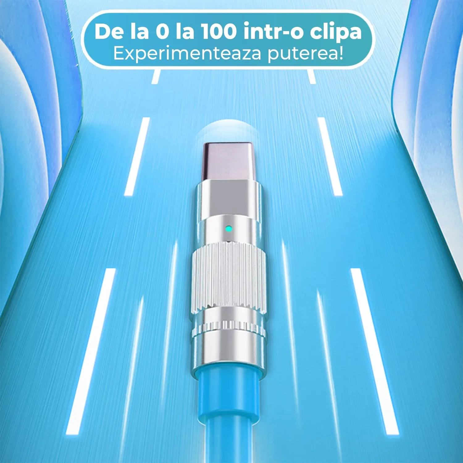 Timebox cablu incarcare USB-C la Type-C 60W albastru