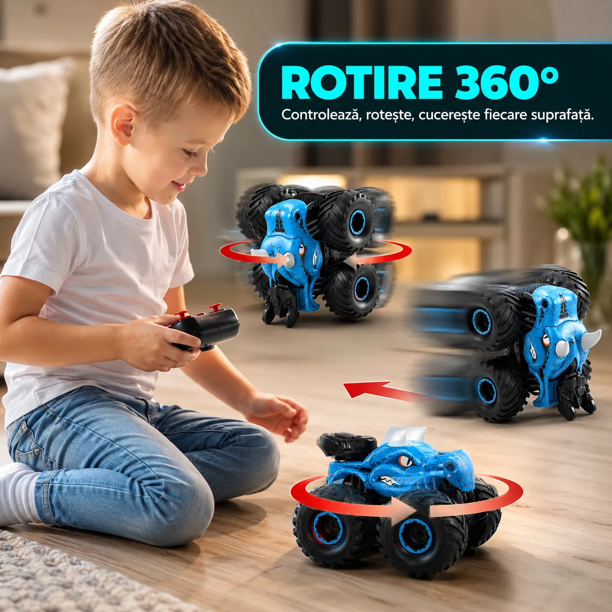 Timebox Dinozaur Monster Truck mașină RC albastru 4x4