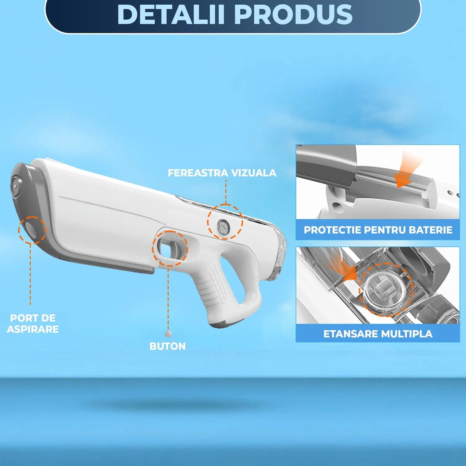 Timebox pistol apa electric gri incarcare automata 10m