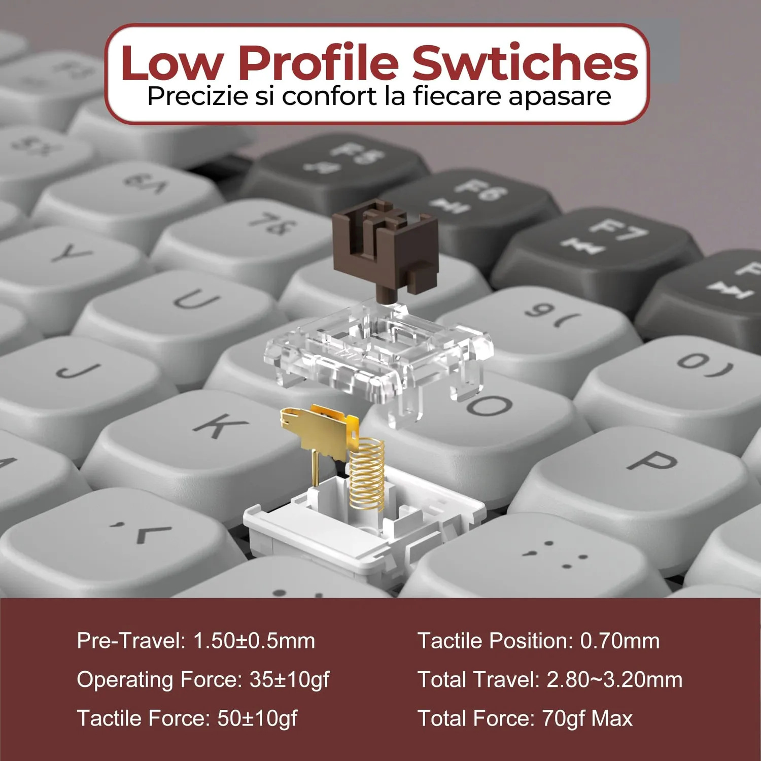 Timebox Brown Switch tastatura mecanica wireless gri RGB
