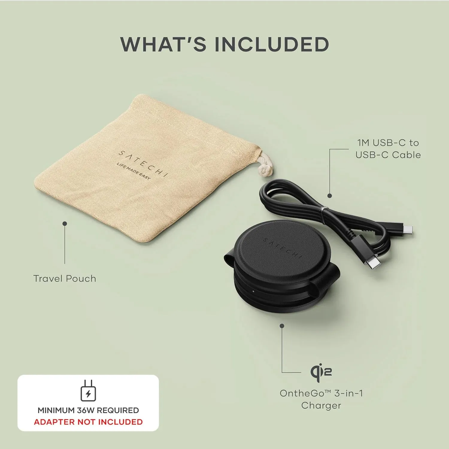 Satechi OntheGo 3-in-1 incarcator wireless negru Qi2