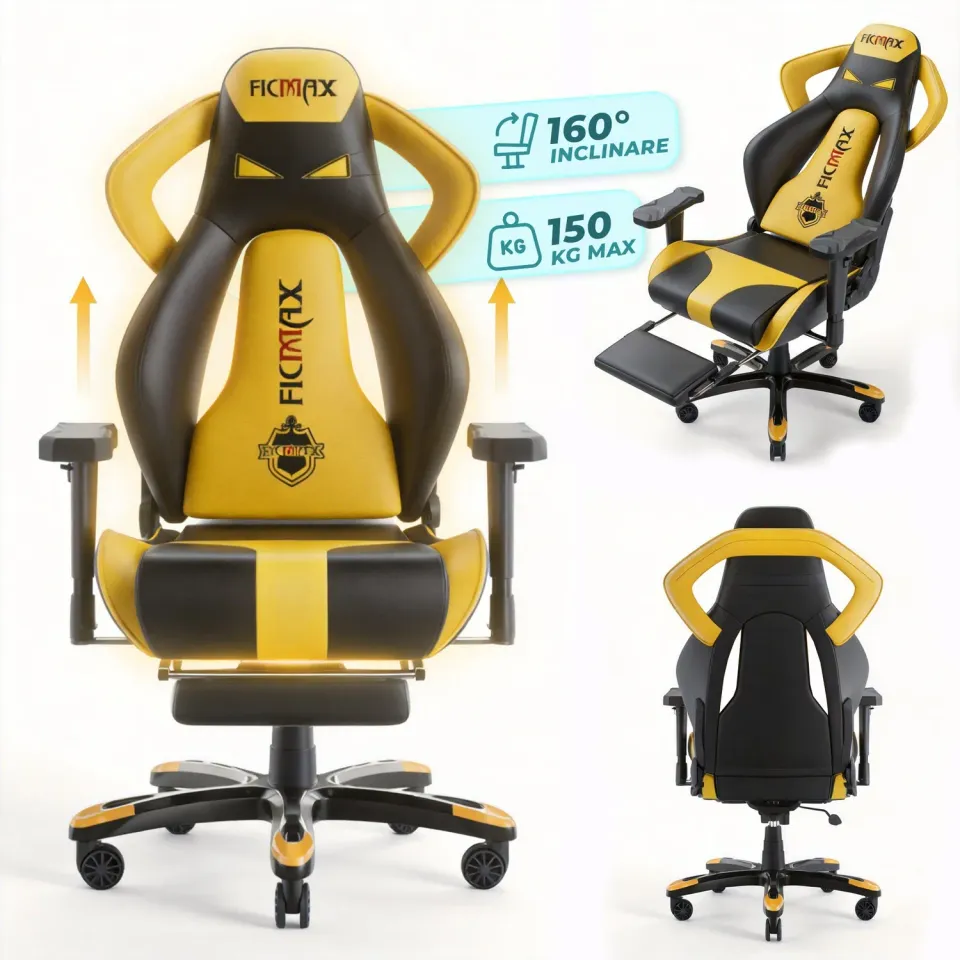 Scaun Timebox Gaming scaun ergonomic 360 galben 150kg