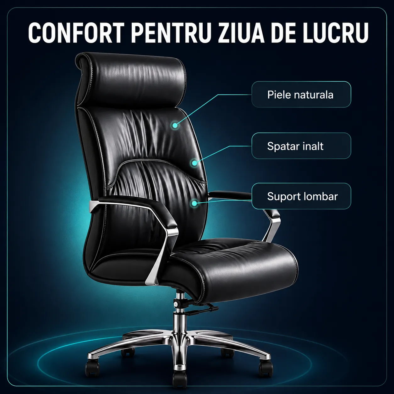 Timebox Scaun Birou Ergonomic 360 Negru Inclinare 135