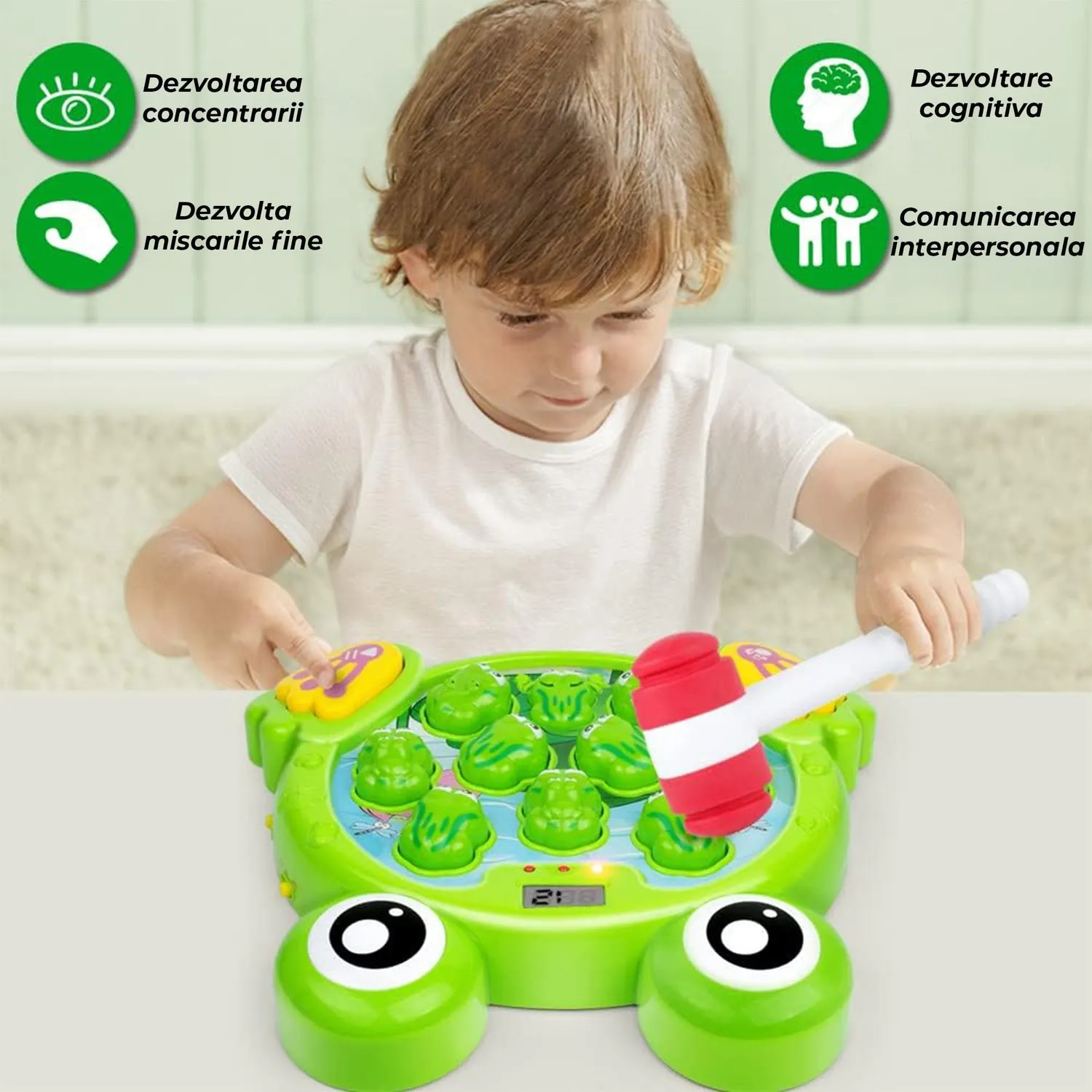 Timebox joc Loveste Broscuta interactiv verde 2 ciocanele