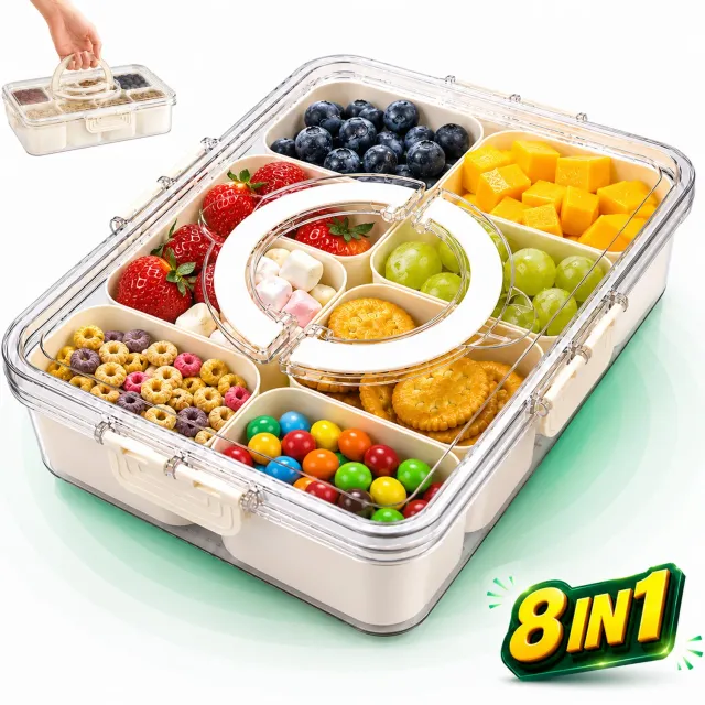 Timebox cutie pranz 8 compartimente bej 800-1000ml etansa