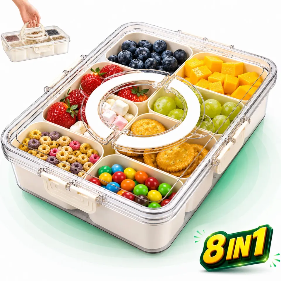 Timebox cutie pranz 8 compartimente bej 800-1000ml etansa