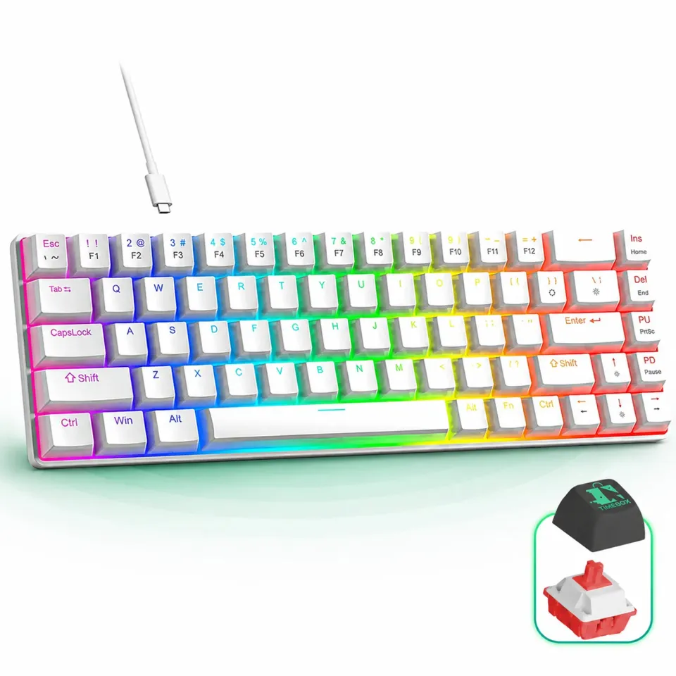 Timebox 60% tastatură gaming Red Switch RGB albă