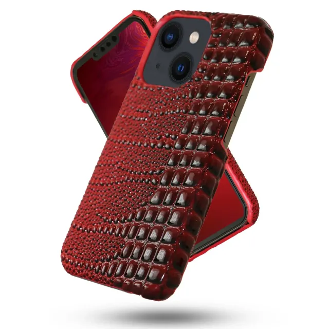 Husa Timebox iPhone 13 piele sarpe rosie