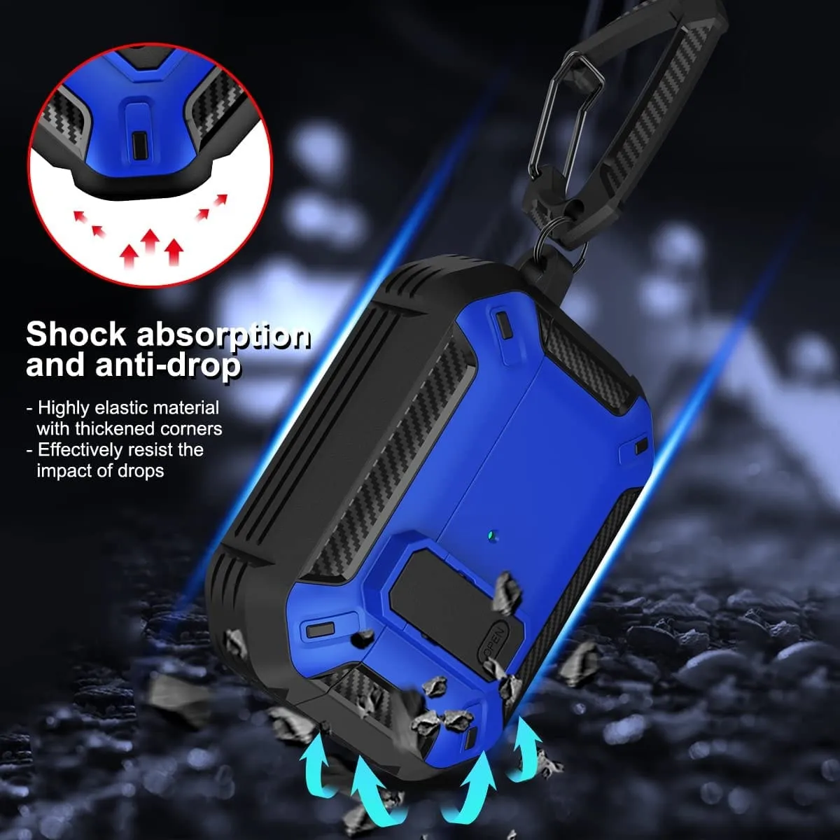 Timebox Husa AirPods Pro Negru/Albastru anti-soc